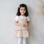 Girls Floral Layered Dress with White Inner T-Shirt