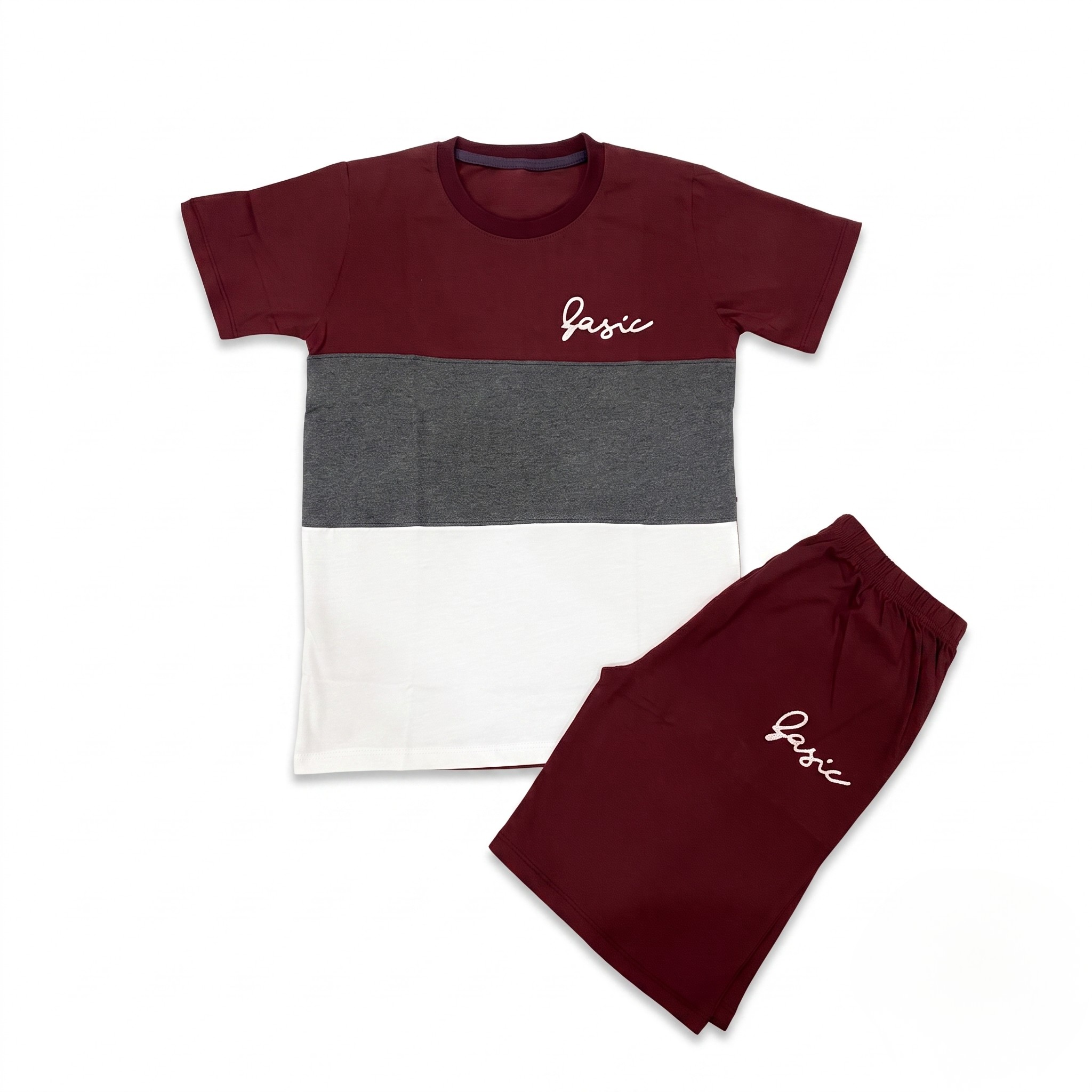 Maroon Panel Short Set