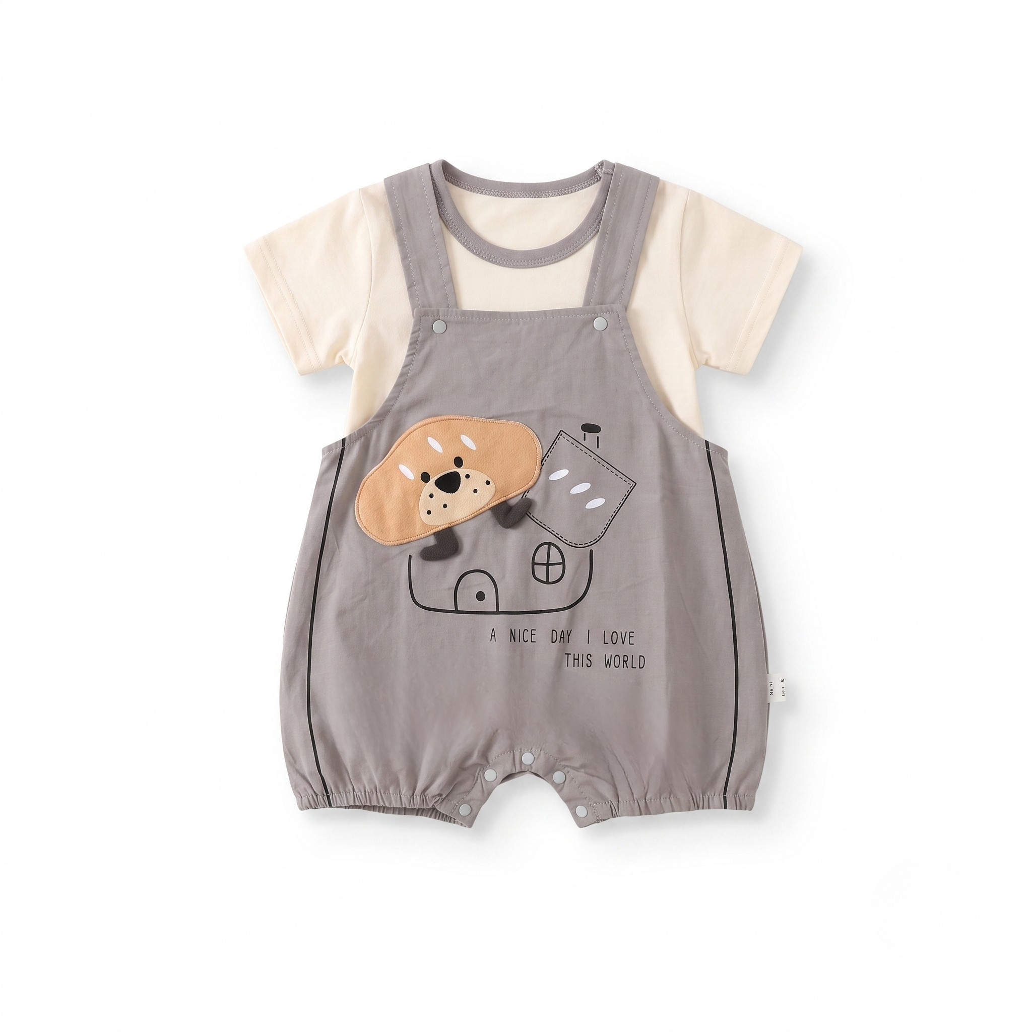A Nice Day Bear Romper ( Grey )