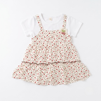 Girls Floral Layered Dress with White Inner T-Shirt