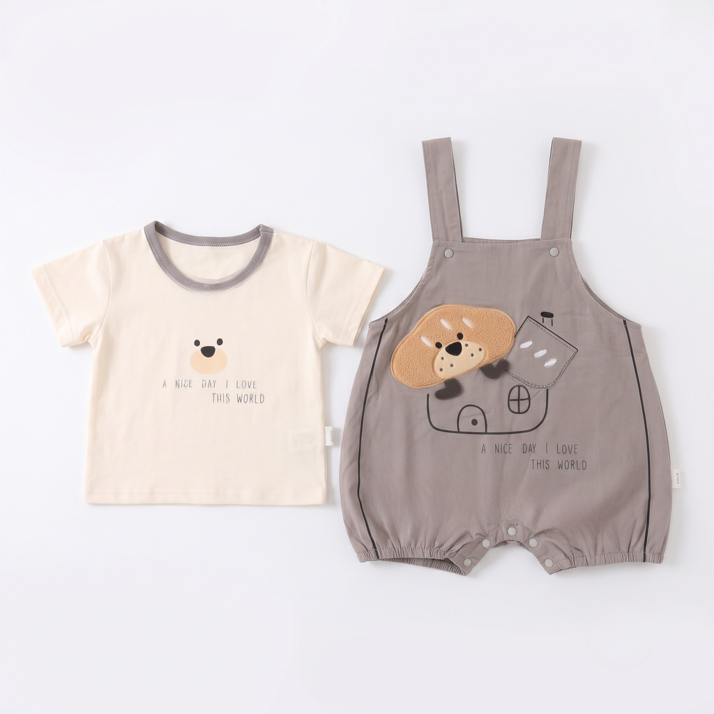A Nice Day Bear Romper ( Grey )