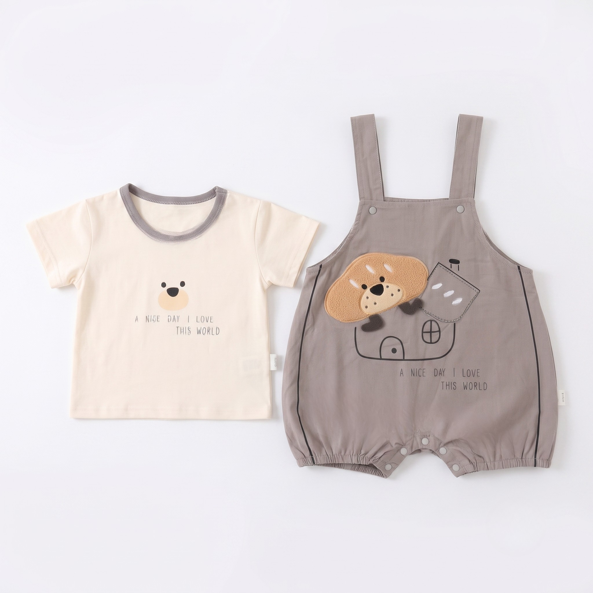 A Nice Day Bear Romper ( Grey )