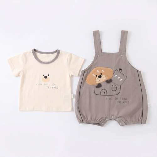 A Nice Day Bear Romper ( Grey )