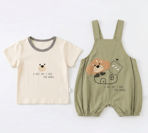 A Nice Day Bear Romper ( Dusty Khaki )