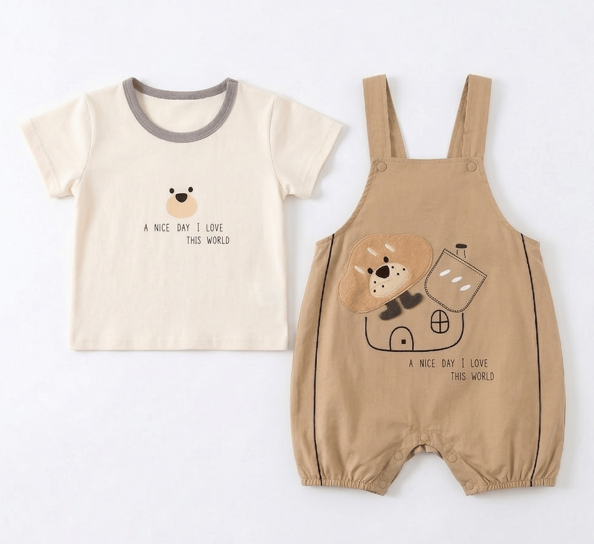 A Nice Day Bear Romper ( Beige )