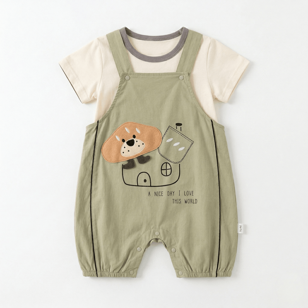 A Nice Day Bear Romper ( Dusty Khaki )