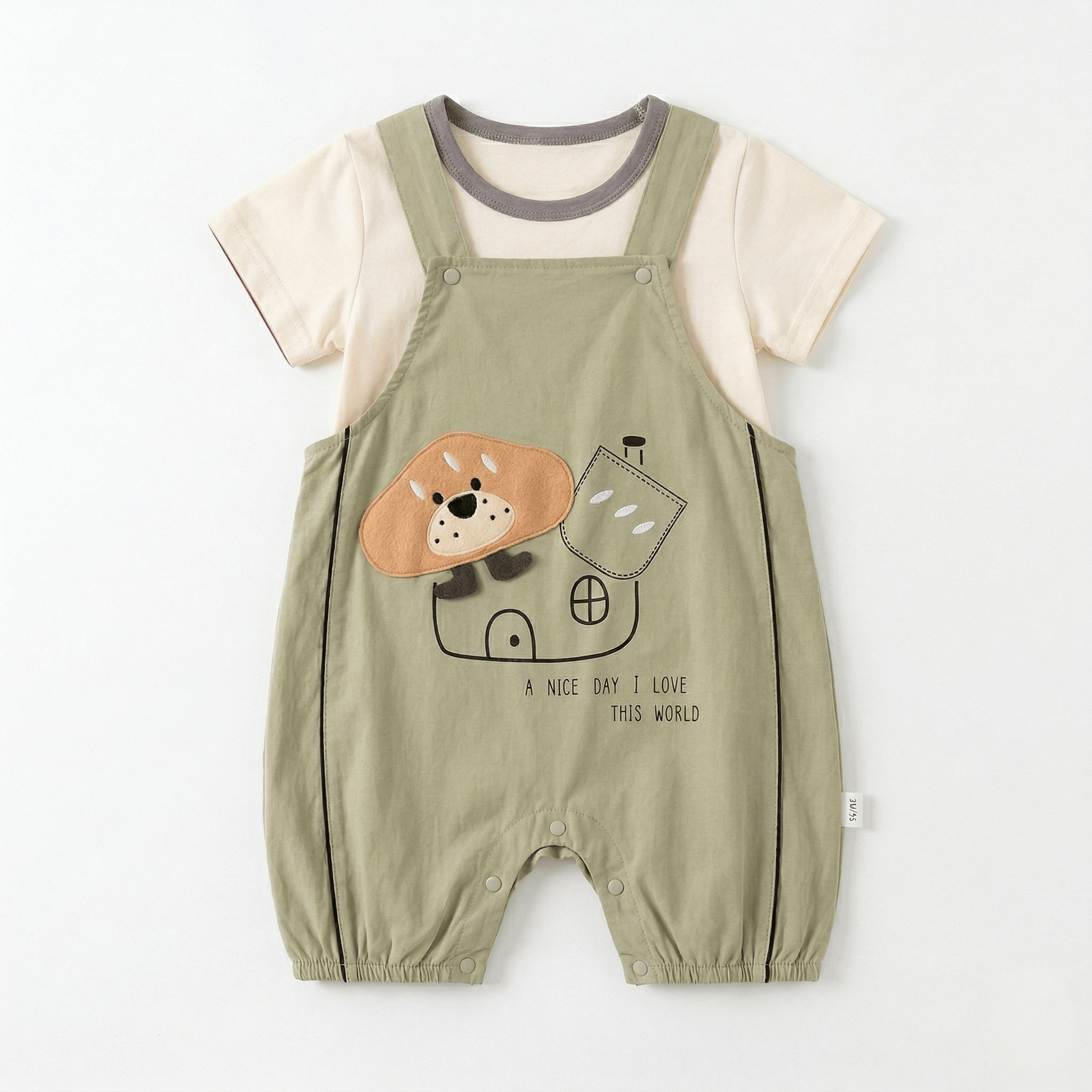 A Nice Day Bear Romper ( Dusty Khaki )
