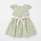 Mint Green Floral Flutter Sleeve Dress