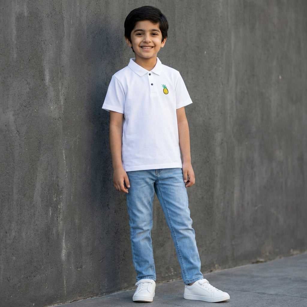 Pineapple Embroidered Polo Shirt